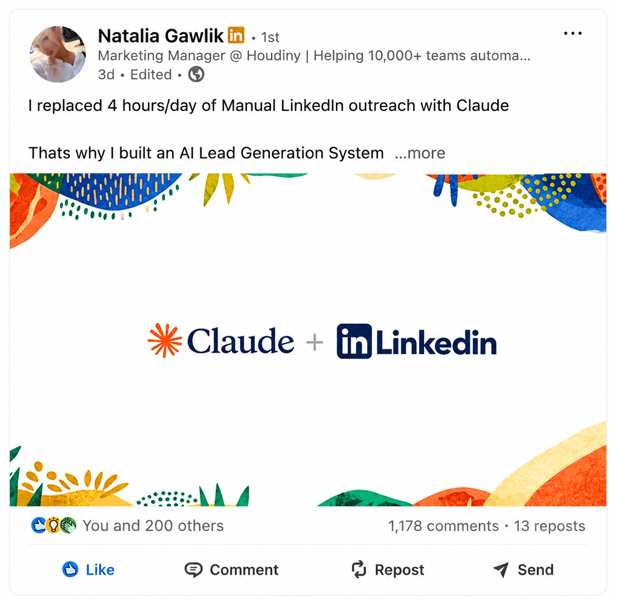 Natalia Gawlik LinkedIn post